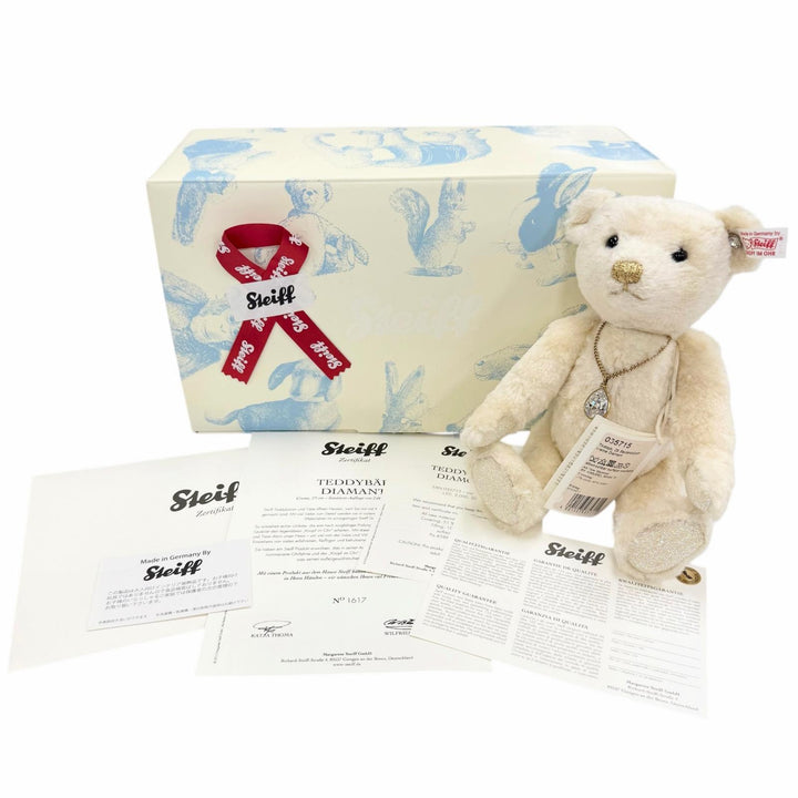 極美品△Steiff シュタイフ 035715 ダイヤモンド テディベア 2012年限定 2000体 スワロフスキー装飾 ぬいぐるみ アイボリー レディース