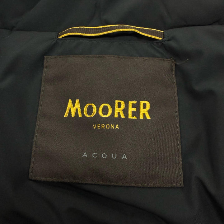 極美品▼MOORER ムーレー ACQUA PROOF LASSEN-STP フード入り ロゴ入りボタン ダウンコート ブラック 48 イタリア製 正規品 メンズ
