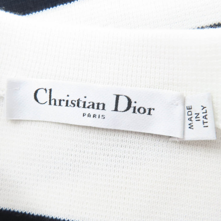 極美品☆Christian Dior クリスチャンディオール 25SS 524S01A7019 Mariniere ボーダー柄 長袖 ニット ホワイト ブラック 38 正規品