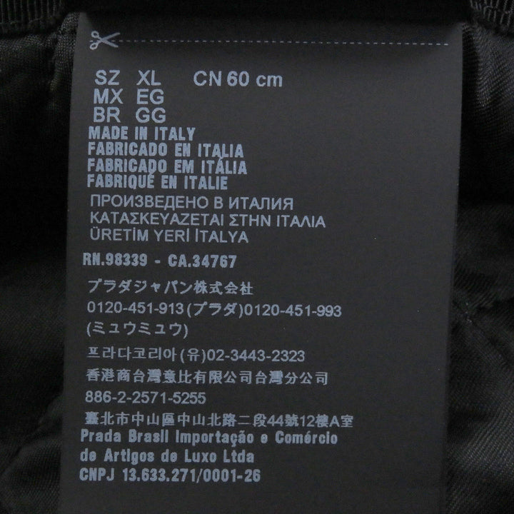 極美品□PRADA プラダ 2023年製 2HC137 シープスキン染ファー トライアングルロゴ バケットハット ブラック XL イタリア製 正規品 メンズ