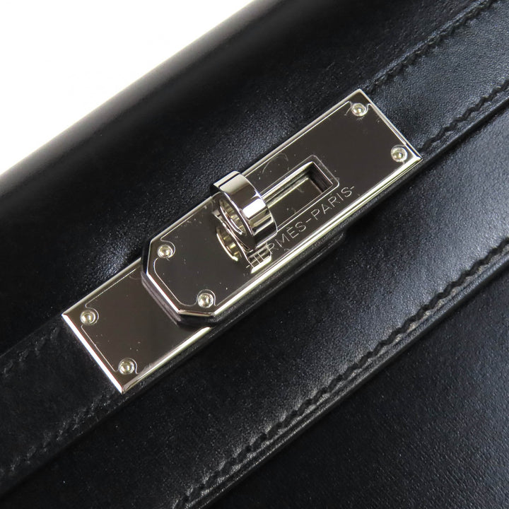 極美品△HERMES エルメス ケリー 28 外縫い ボックスカーフ シルバー金具 ハンドバッグ ブラック U刻印 箱・保存袋付き 仏製 レディース