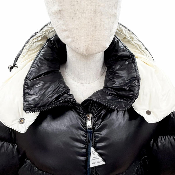 未使用品△MONCLER モンクレール 2022年 ABBAYE アベイ ロゴ フード付 ジップアップ ダウンジャケット ブラック 0 国内正規品 レディース