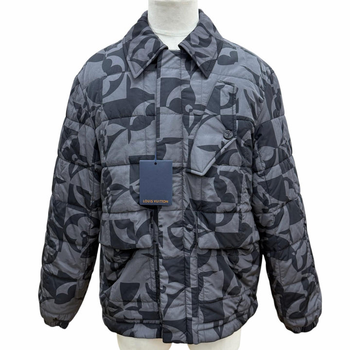 未使用品▼LOUIS VUITTON ルイヴィトン 2022年製 HMB09E モノグラムフラワー キルティング 中綿入り WZIPUP ジャケット 50 正規品 メンズ