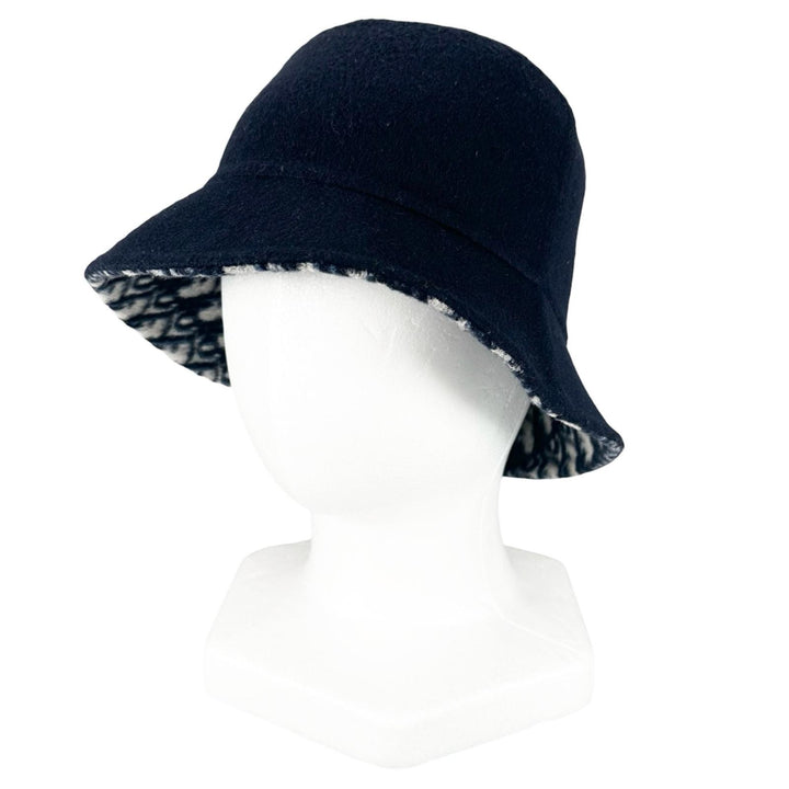 極美品▲Christian Dior クリスチャンディオール 11DCH923I100 オブリーク リバーシブル ハット ネイビー 57 伊製 正規品 レディース