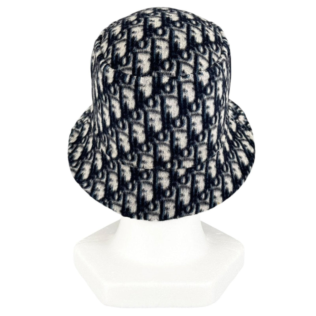 極美品▲Christian Dior クリスチャンディオール 11DCH923I100 オブリーク リバーシブル ハット ネイビー 57 伊製 正規品 レディース