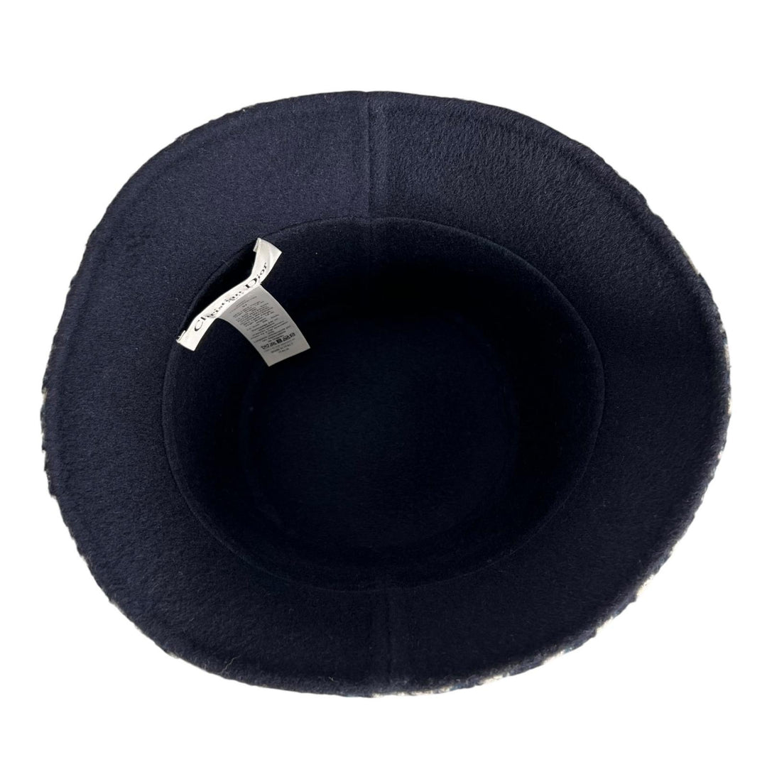 極美品▲Christian Dior クリスチャンディオール 11DCH923I100 オブリーク リバーシブル ハット ネイビー 57 伊製 正規品 レディース