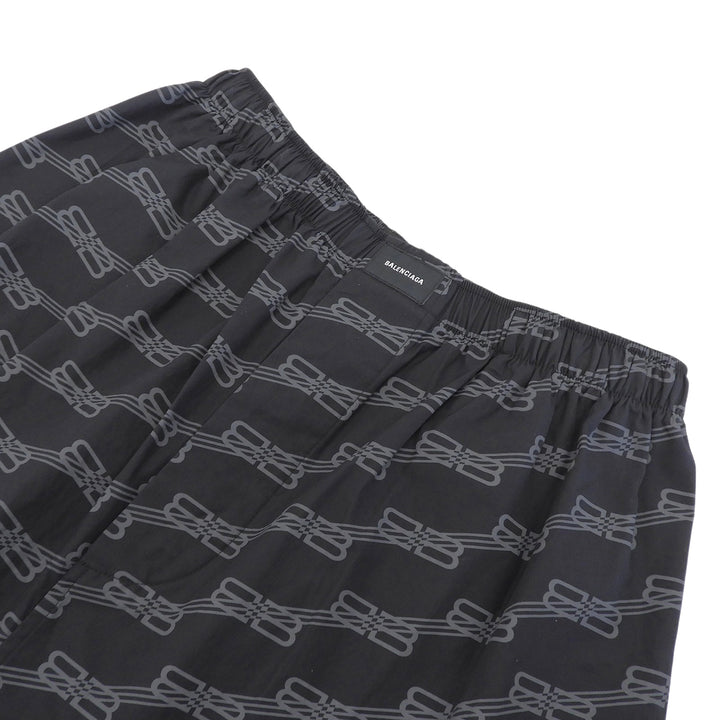 未使用品▲BALENCIAGA バレンシアガ 658883 コットン100％ BBモノグラム イージーパンツ ブラック グレー 46 イタリア製 正規品 メンズ
