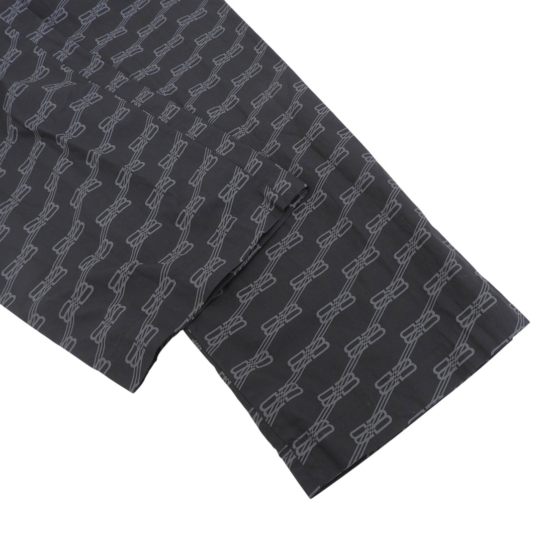 未使用品▲BALENCIAGA バレンシアガ 658883 コットン100％ BBモノグラム イージーパンツ ブラック グレー 46 イタリア製 正規品 メンズ
