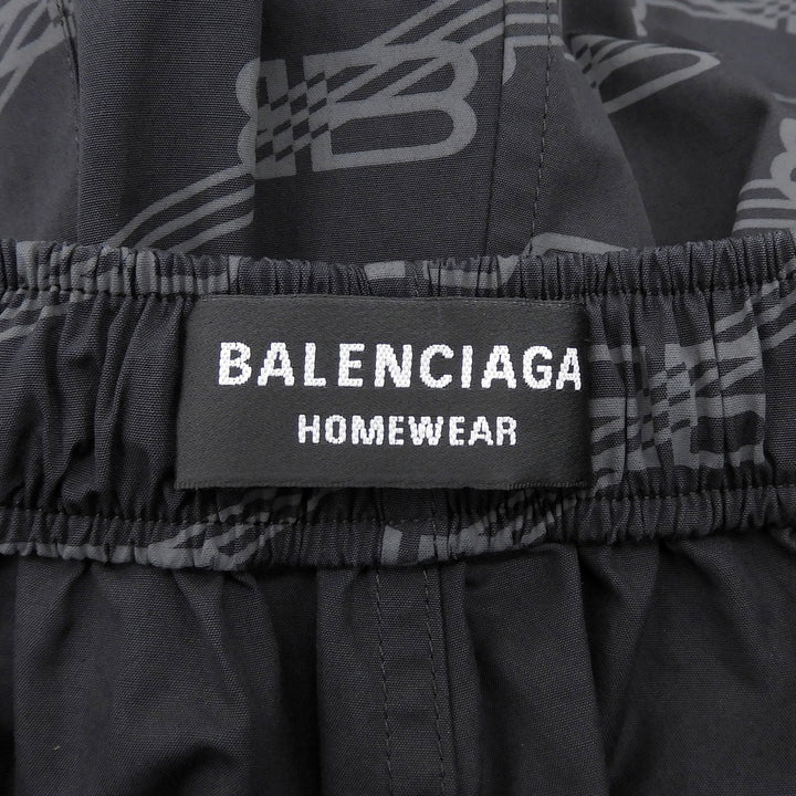 未使用品▲BALENCIAGA バレンシアガ 658883 コットン100％ BBモノグラム イージーパンツ ブラック グレー 46 イタリア製 正規品 メンズ