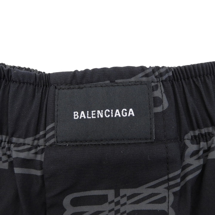 未使用品▲BALENCIAGA バレンシアガ 658883 コットン100％ BBモノグラム イージーパンツ ブラック グレー 46 イタリア製 正規品 メンズ