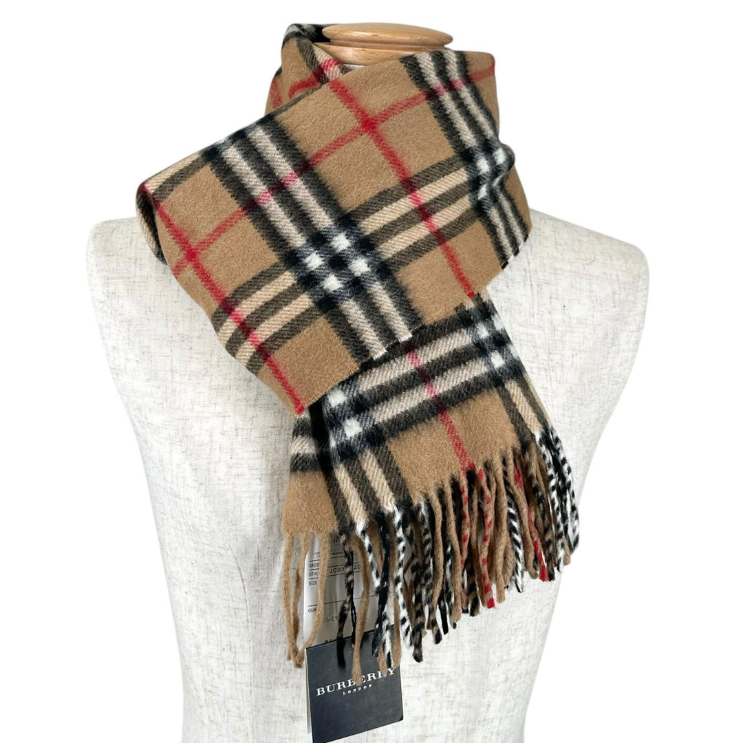 未使用品▲BURBERRY LONDON バーバリーロンドン 11113135 カシミヤ100％ ノバチェック マフラー ベージュ 英国製 正規品 レディース