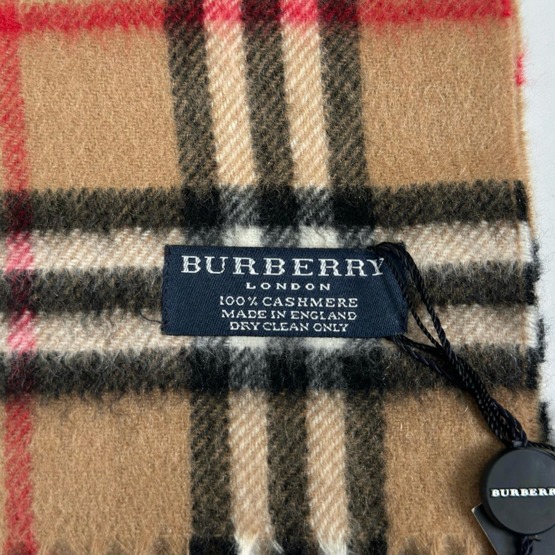 未使用品▲BURBERRY LONDON バーバリーロンドン 11113135 カシミヤ100％ ノバチェック マフラー ベージュ 英国製 正規品 レディース