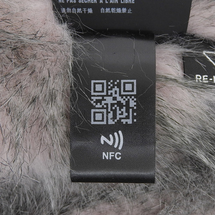 未使用品▲PRADA プラダ 1HC137 三角ロゴプレート ファー付 Re-Nylon バケットハット ブラック S イタリア製 正規品 レディース 保存袋付
