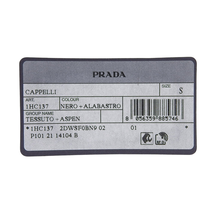 未使用品▲PRADA プラダ 1HC137 三角ロゴプレート ファー付 Re-Nylon バケットハット ブラック S イタリア製 正規品 レディース 保存袋付