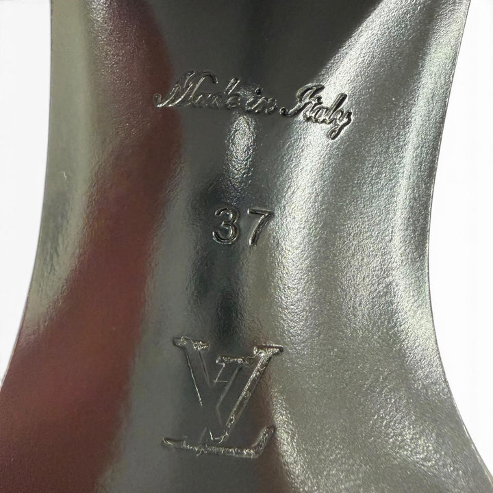 極美品☆LOUIS VUITTON ルイヴィトン 2024年製 ベルリン・ライン レザー アンクルブーツ ホワイト 37 イタリア製 レディース 箱・保袋付
