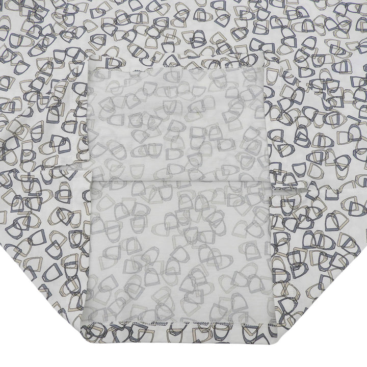 極美品▲HERMES エルメス コットン100％ エトリエ 鐙柄 クルーネック 半袖Ｔシャツ ホワイト ベージュ ブルー系 XL イタリア製 メンズ
