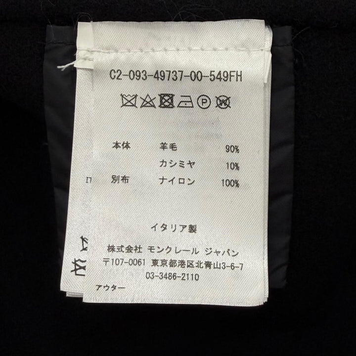 極美品★MONCLER モンクレール ACANTHUS ウール カシミヤ混 3WAY ZIP UP ダウンコート ブラック 1 イタリア製 国内正規品 レディース