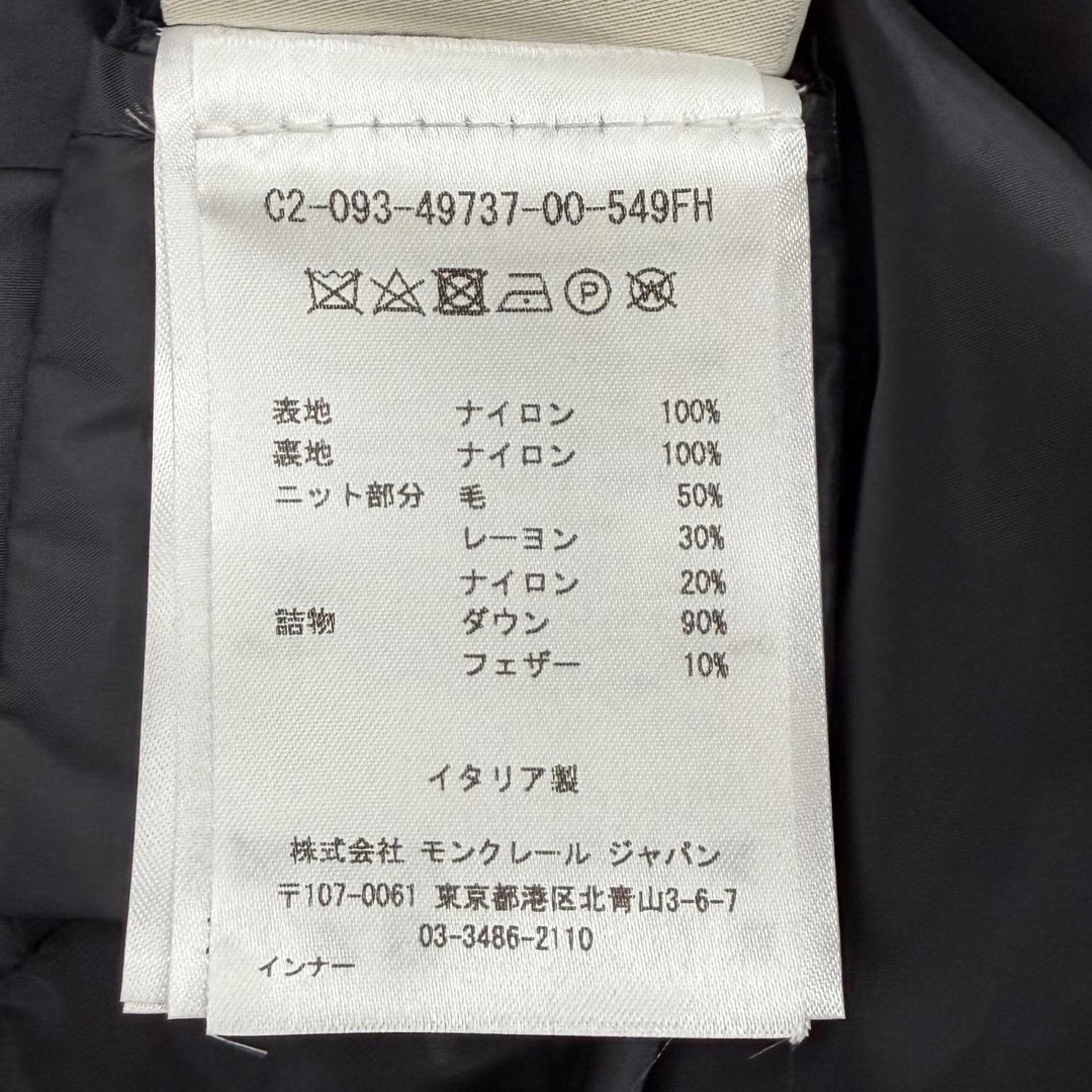 極美品★MONCLER モンクレール ACANTHUS ウール カシミヤ混 3WAY ZIP UP ダウンコート ブラック 1 イタリア製 国内正規品 レディース