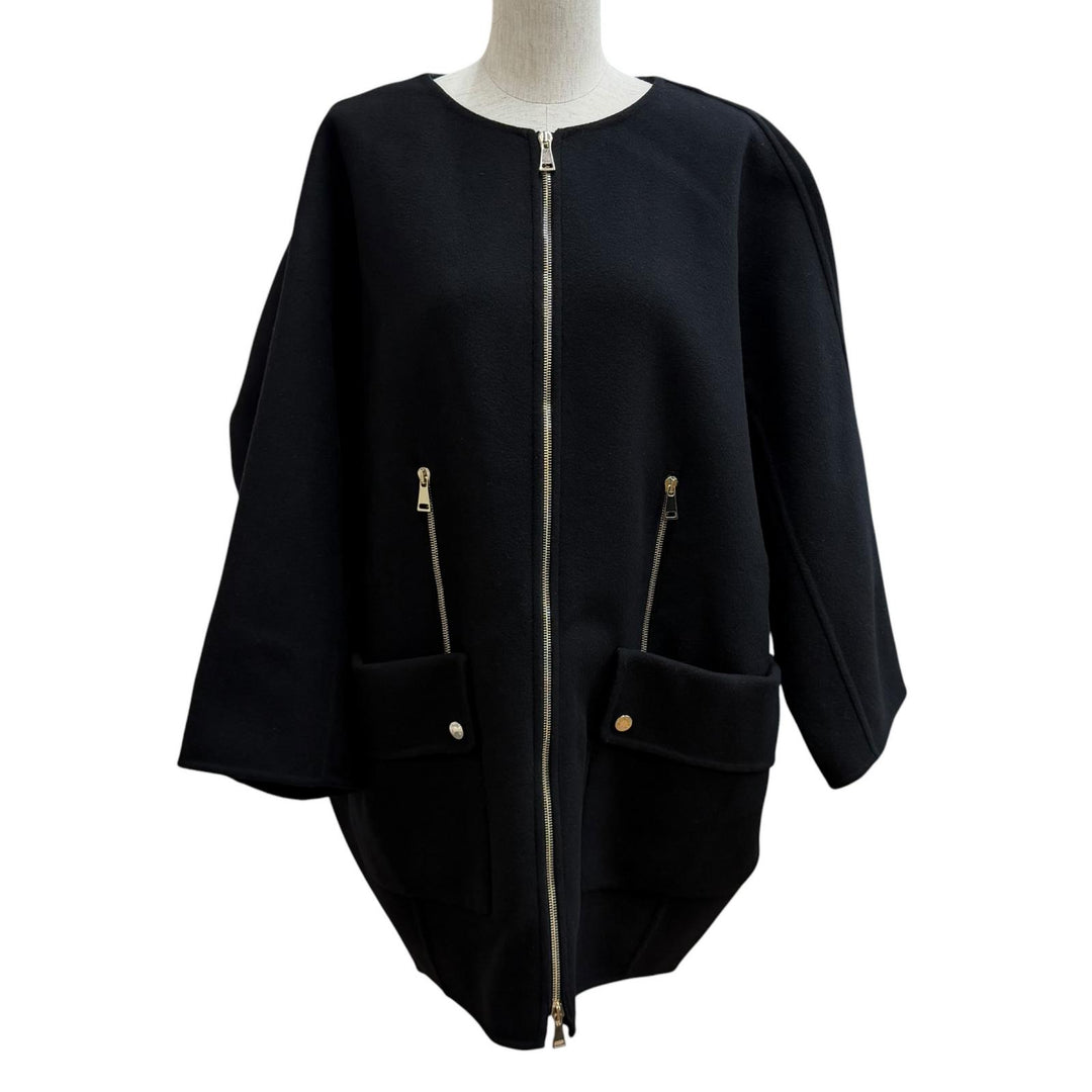 極美品★MONCLER モンクレール ACANTHUS ウール カシミヤ混 3WAY ZIP UP ダウンコート ブラック 1 イタリア製 国内正規品 レディース