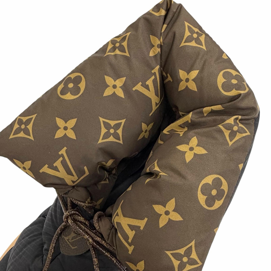 美品△LOUIS VUITTON ルイヴィトン ピローライン モノグラム スノーブーツ ショートブーツ ブラック 38 イタリア製 レディース