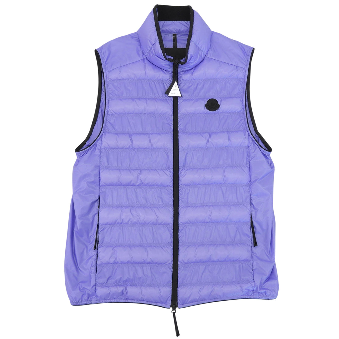 極美品▲MONCLER モンクレール LAUTARET ロゴワッペン ポケッタブル ライト ダウンベスト ライトパープル 3 ルーマニア製 正規品 メンズ