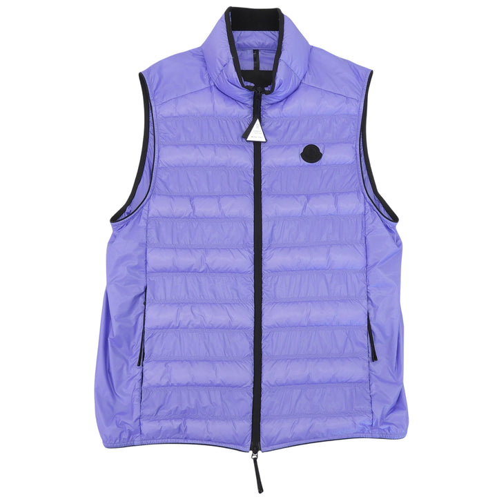 極美品▲MONCLER モンクレール LAUTARET ロゴワッペン ポケッタブル ライト ダウンベスト ライトパープル 3 ルーマニア製 正規品 メンズ
