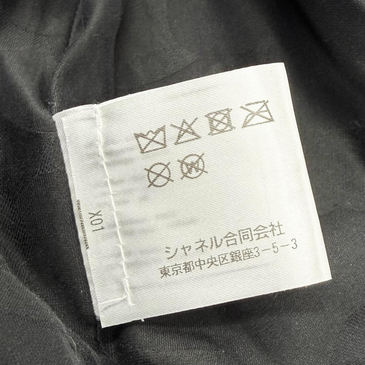 極美品★CHANEL シャネル P62088 アルパカ混 ウッドロゴボタン カーフスキン切替 リボンツイード コート ブラック ホワイト 34 伊製 正規品