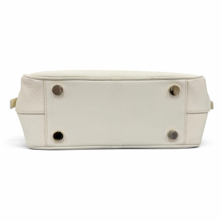 【ドンドン見直し】美品 ☆Valextra ヴァレクストラ FLUTE フルート レザー 2WAY ショルダーバッグ ハンドバッグ アイボリー イタリア製
