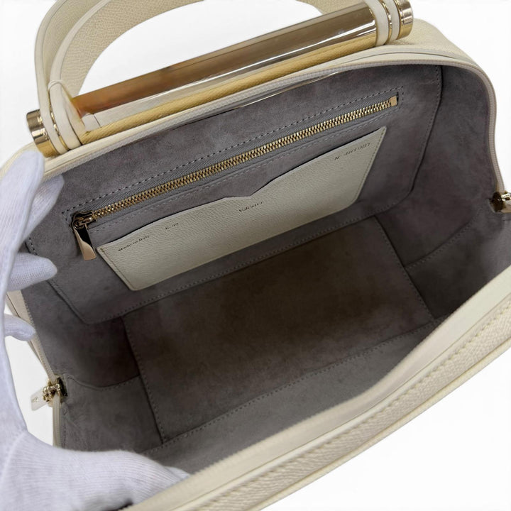 【ドンドン見直し】美品 ☆Valextra ヴァレクストラ FLUTE フルート レザー 2WAY ショルダーバッグ ハンドバッグ アイボリー イタリア製