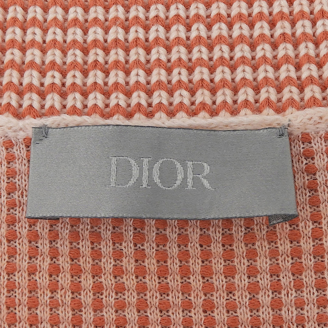 極美品▲DIOR ディオール 2023年製 393M653AT563 コットン ロゴ サマー半袖ニット オレンジ系 ホワイト XL イタリア製 正規品 メンズ