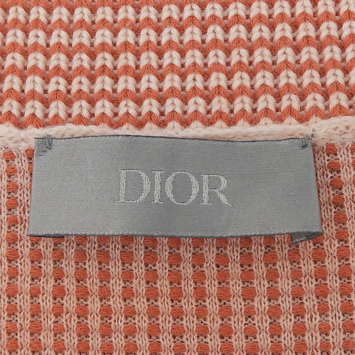 極美品▲DIOR ディオール 2023年製 393M653AT563 コットン ロゴ サマー半袖ニット オレンジ系 ホワイト XL イタリア製 正規品 メンズ