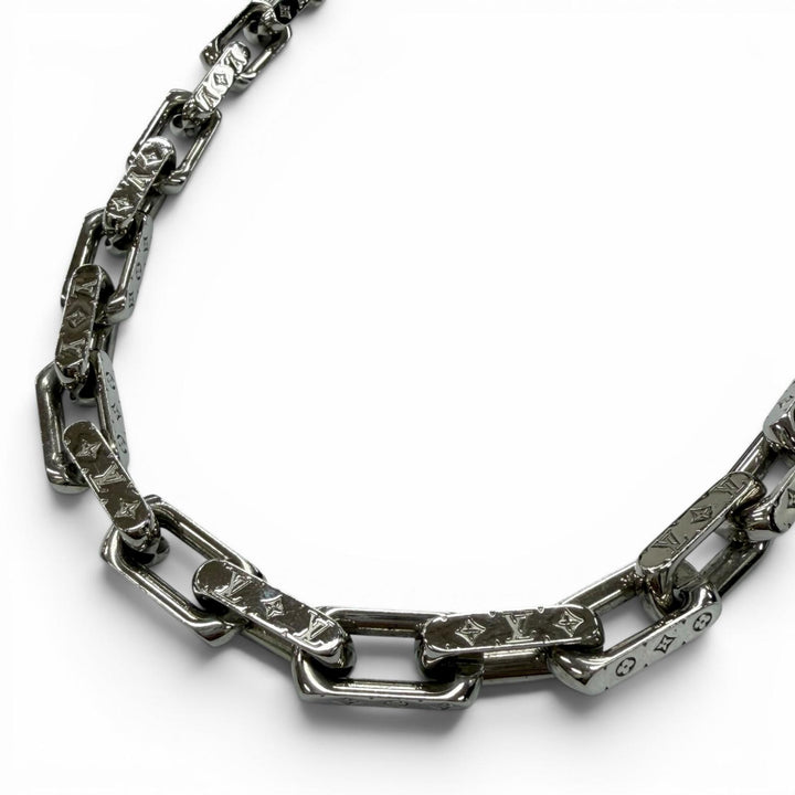 美品▼LOUIS VUITTON ルイヴィトン 2020年製 M64196 コリエ チェーン モノグラム ネックレス シルバー イタリア製 メンズ アクセサリー