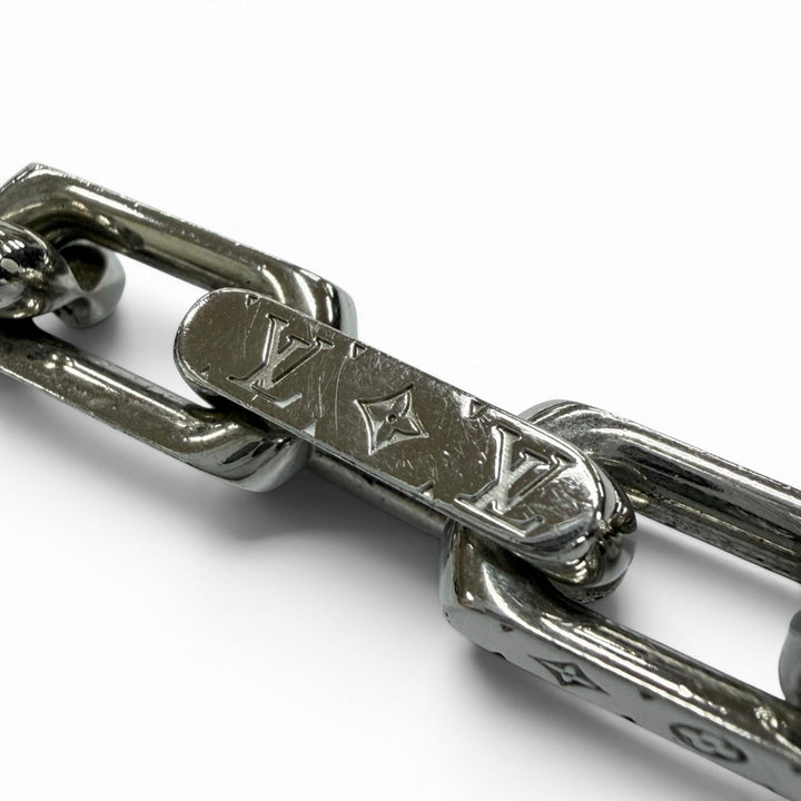 美品▼LOUIS VUITTON ルイヴィトン 2020年製 M64196 コリエ チェーン モノグラム ネックレス シルバー イタリア製 メンズ アクセサリー