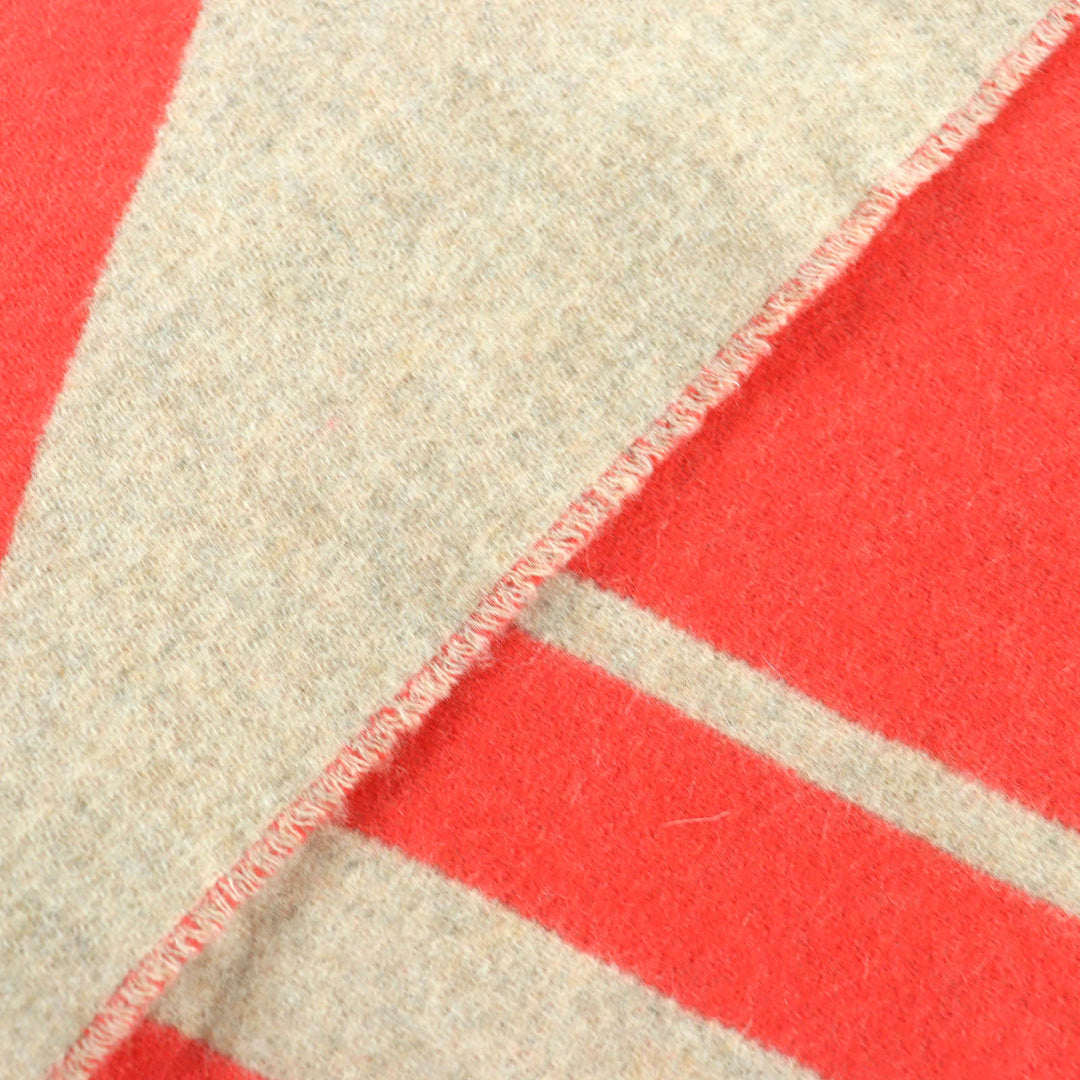 極美品△HERMES エルメス ラブストーリー カシミヤ エカルラート/ベージュ シネ フリンジ マフラー レッド系 ベージュ 英国製 レディース