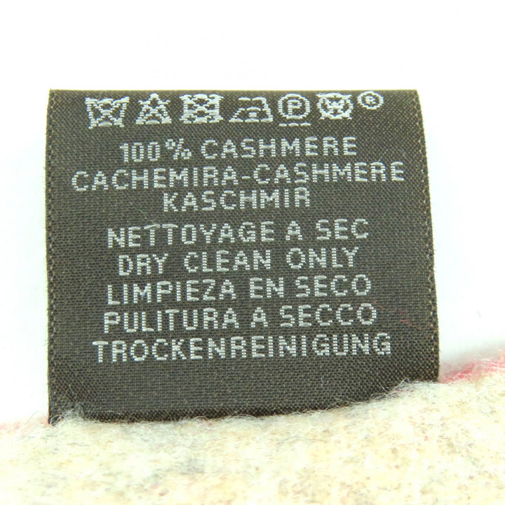 極美品△HERMES エルメス ラブストーリー カシミヤ エカルラート/ベージュ シネ フリンジ マフラー レッド系 ベージュ 英国製 レディース