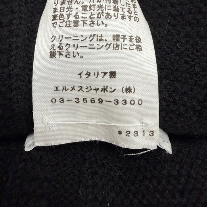 未使用品▼HERMES エルメス ウール100% フレカンス セリエ金具 帽子 ニットキャップ ブラック M イタリア製 正規品 メンズ