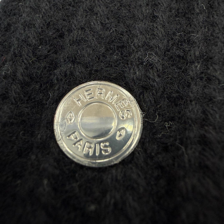 未使用品▼HERMES エルメス ウール100% フレカンス セリエ金具 帽子 ニットキャップ ブラック M イタリア製 正規品 メンズ
