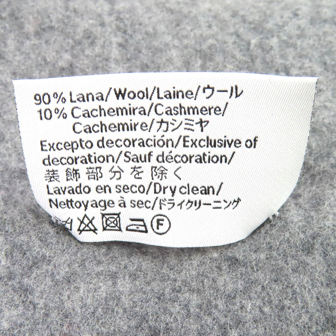 極美品△LOEWE ロエベ ウール カシミヤ アナグラム刺繍 フリンジ ロング マフラー グレー レッド イギリス製 正規品 レディース オススメ