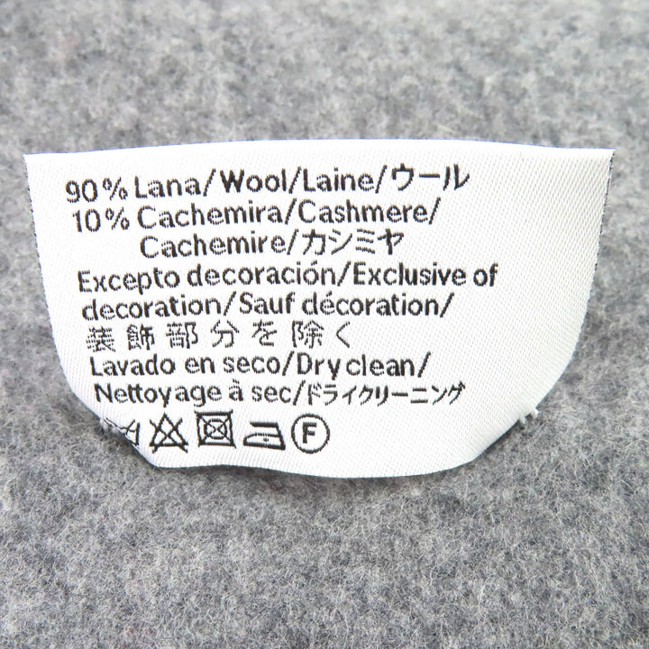 極美品△LOEWE ロエベ ウール カシミヤ アナグラム刺繍 フリンジ ロング マフラー グレー レッド イギリス製 正規品 レディース オススメ
