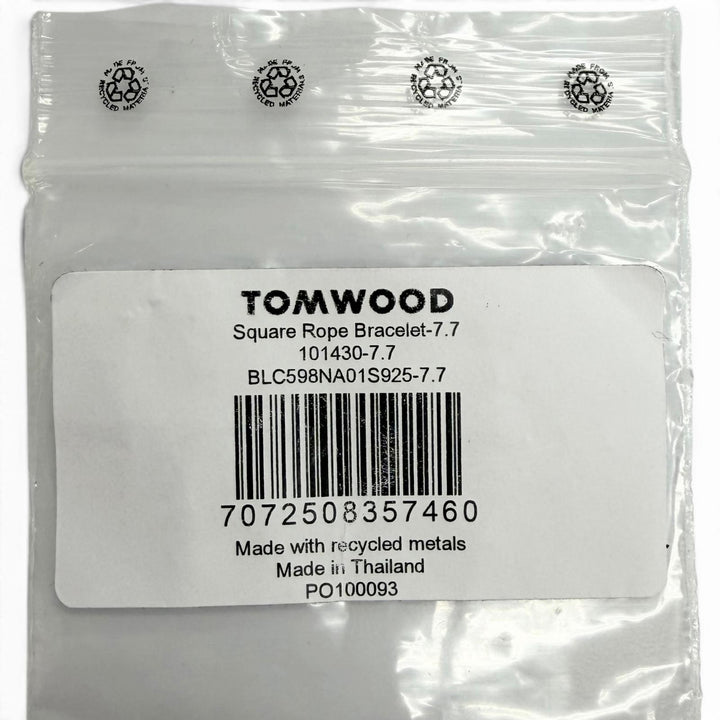 美品△TOM WOOD トムウッド SQUARE ROPE BRACELET スクエア ロープ ブレスレット アクセサリー 925 シルバー 重量18.25g 定価68700円