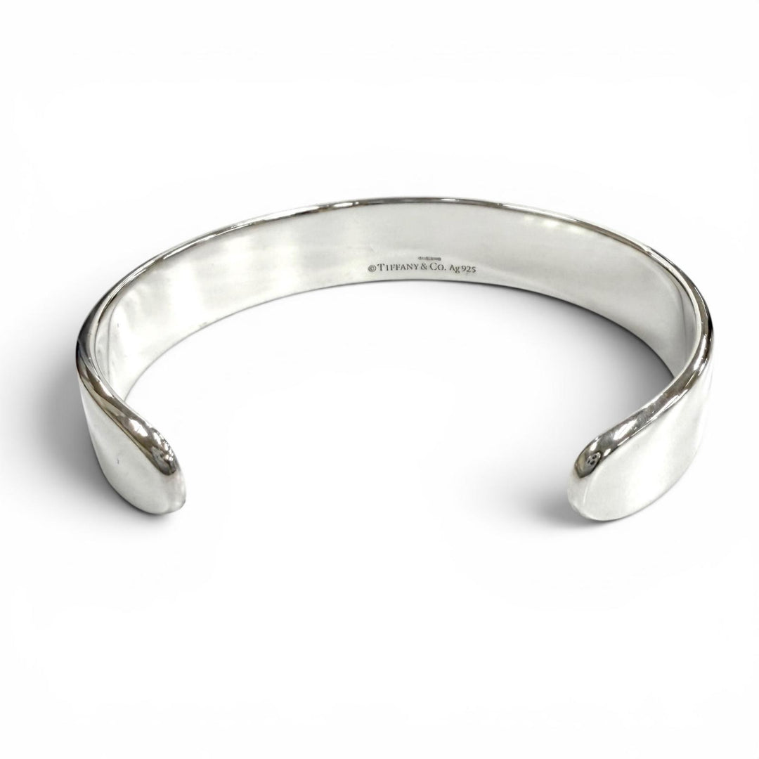 美品★TIFFANY&amp;Co. ティファニー AG925 リターントゥナローカフ バングル２Pダイヤ ブレスレット シルバー 重量33.5g レディース
