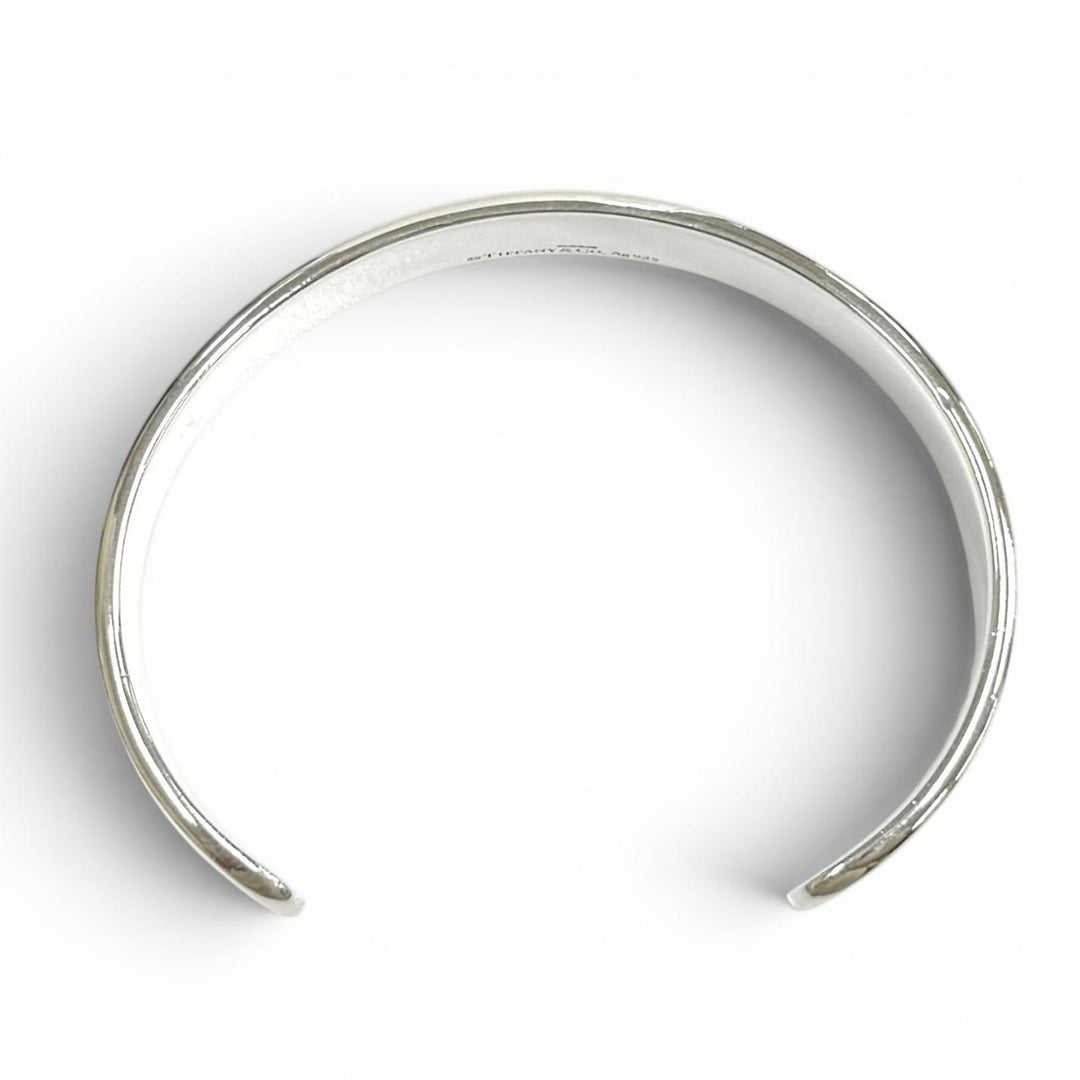 美品★TIFFANY&amp;Co. ティファニー AG925 リターントゥナローカフ バングル２Pダイヤ ブレスレット シルバー 重量33.5g レディース