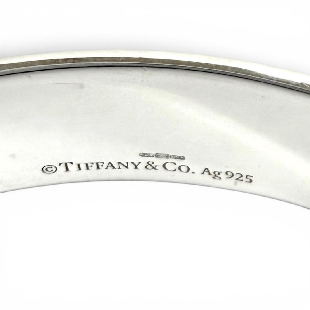 美品★TIFFANY&amp;Co. ティファニー AG925 リターントゥナローカフ バングル２Pダイヤ ブレスレット シルバー 重量33.5g レディース