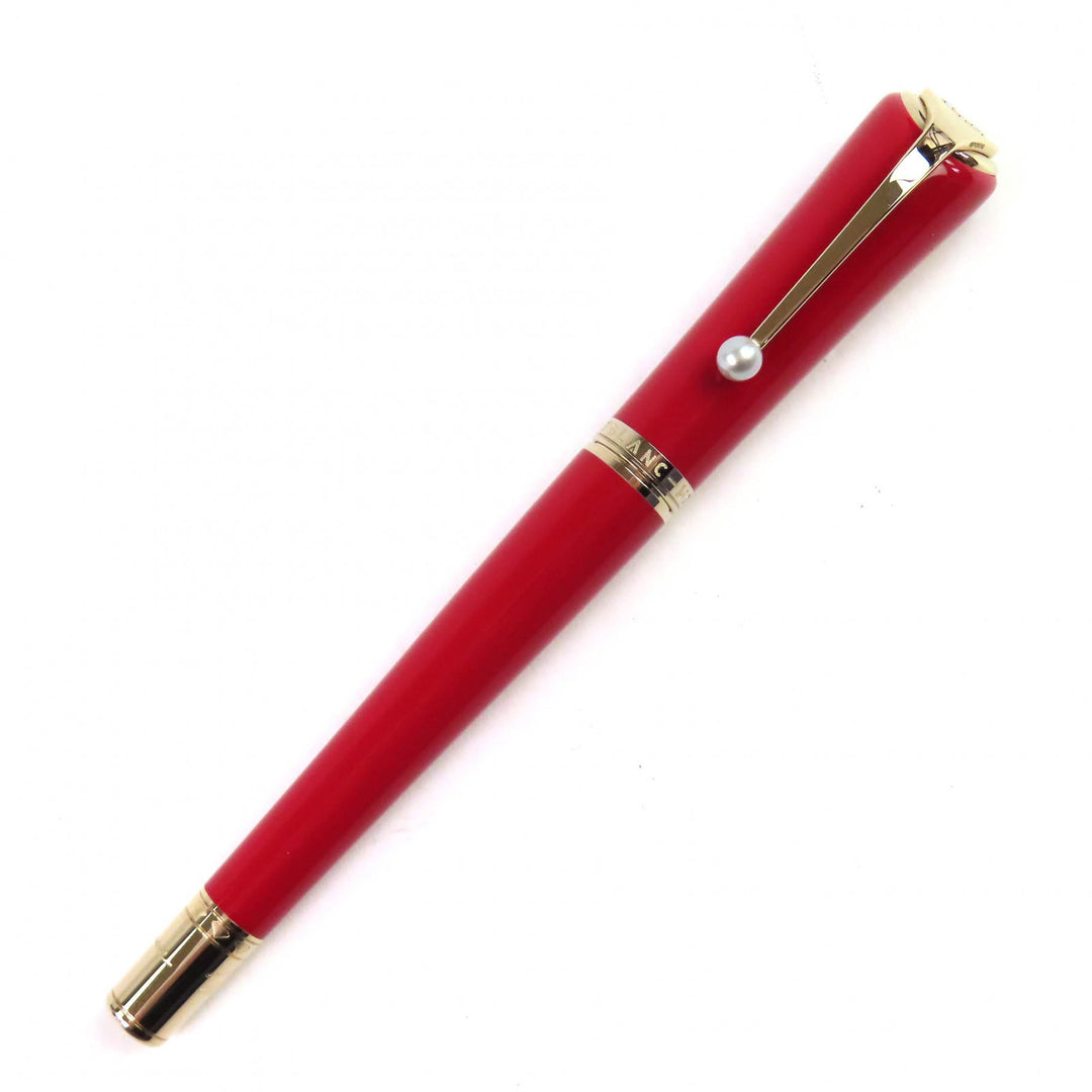極美品△MONTBLANC モンブラン ミューズ マリリン モンロー スペシャルエディション Mニブ ペン先Au585 14K パール付 万年筆 赤 ゴールド