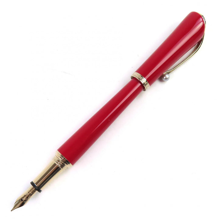 極美品△MONTBLANC モンブラン ミューズ マリリン モンロー スペシャルエディション Mニブ ペン先Au585 14K パール付 万年筆 赤 ゴールド