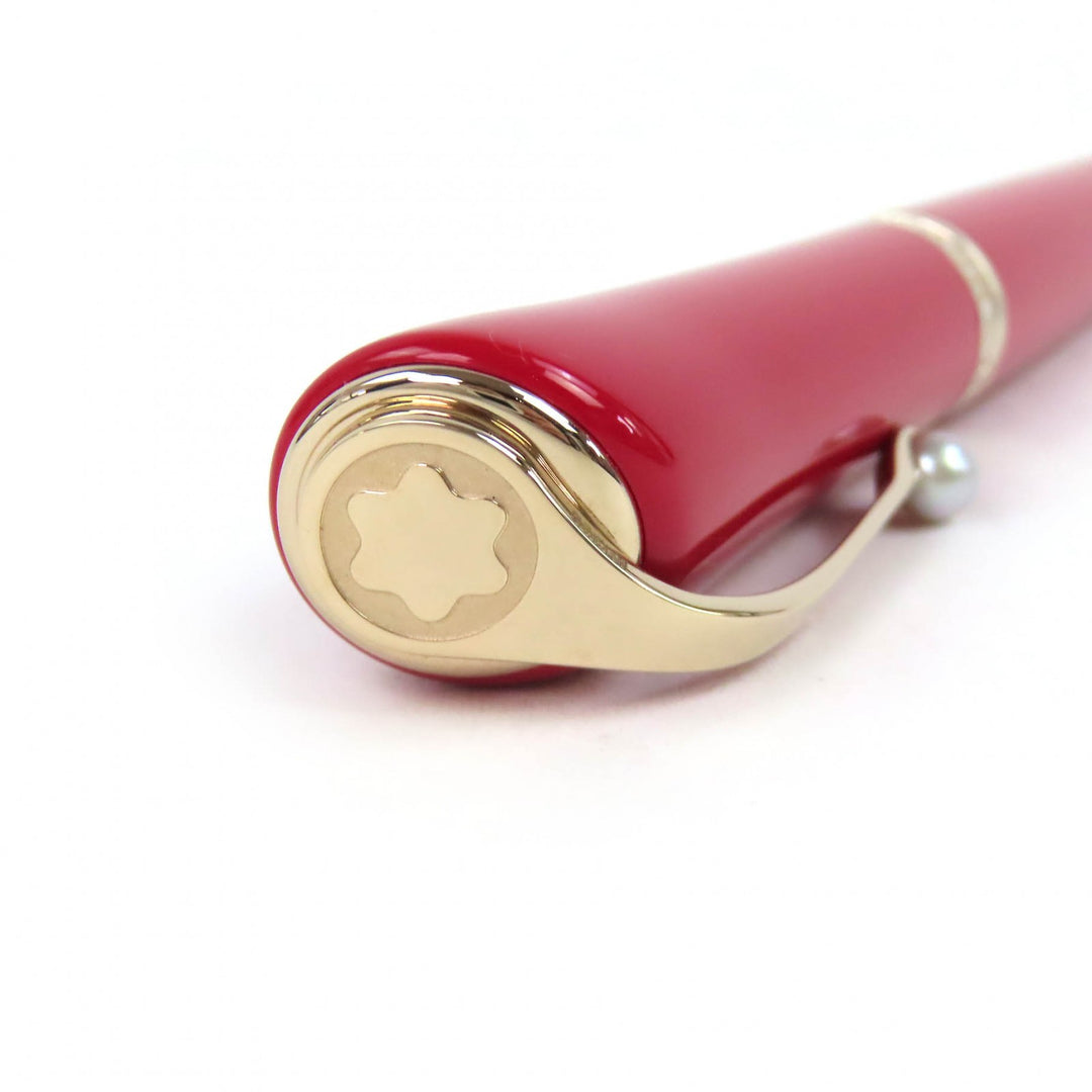 極美品△MONTBLANC モンブラン ミューズ マリリン モンロー スペシャルエディション Mニブ ペン先Au585 14K パール付 万年筆 赤 ゴールド