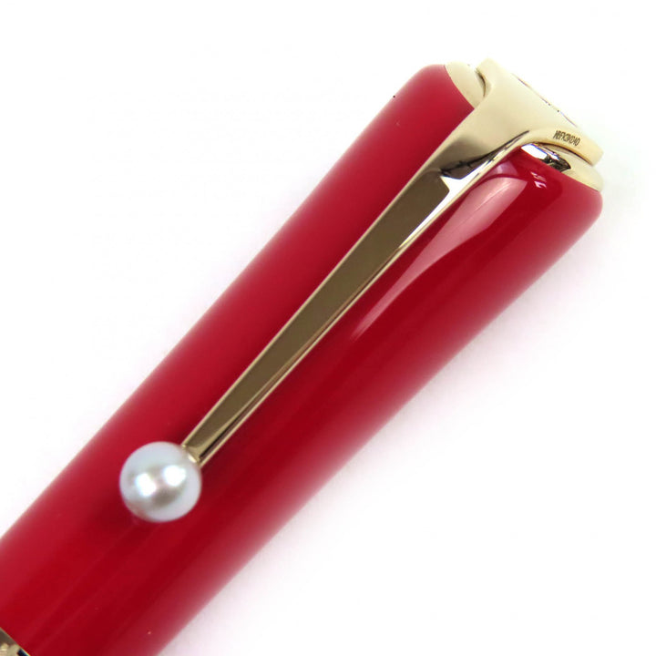 極美品△MONTBLANC モンブラン ミューズ マリリン モンロー スペシャルエディション Mニブ ペン先Au585 14K パール付 万年筆 赤 ゴールド