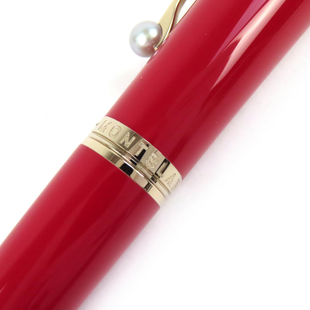 極美品△MONTBLANC モンブラン ミューズ マリリン モンロー スペシャルエディション Mニブ ペン先Au585 14K パール付 万年筆 赤 ゴールド