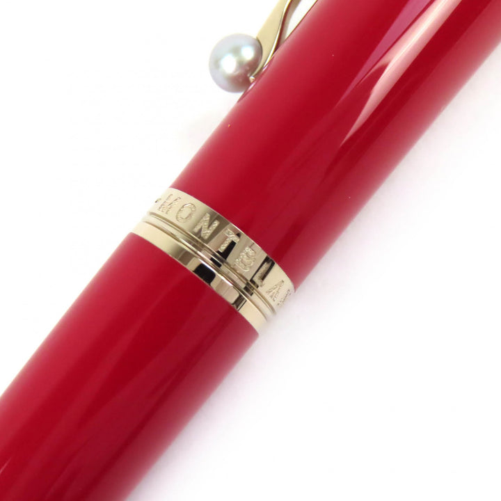 極美品△MONTBLANC モンブラン ミューズ マリリン モンロー スペシャルエディション Mニブ ペン先Au585 14K パール付 万年筆 赤 ゴールド