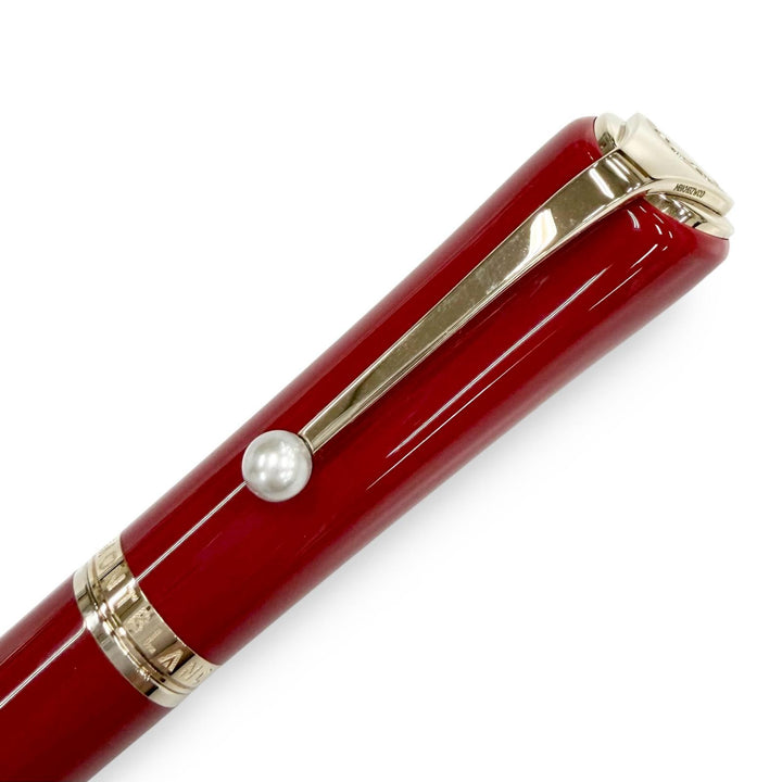 極美品△MONTBLANC モンブラン ミューズ マリリン モンロー ペン先 Au585 14K Fニブ パール付き 万年筆 レッド ゴールド ドイツ製 メンズ